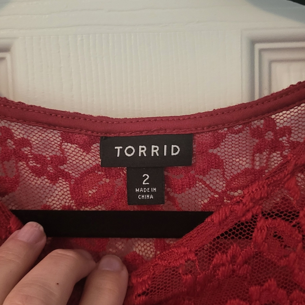 Torrid Red Lace Blouse - Picture 3 of 4